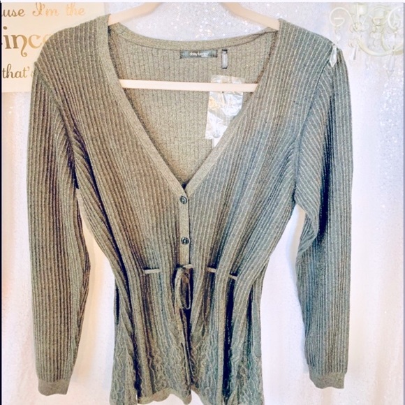 NWT Daisy Fuentes Button Up Tie Cardigan - Picture 2 of 10